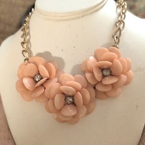 Chunky Pink Peachy Floral Necklace